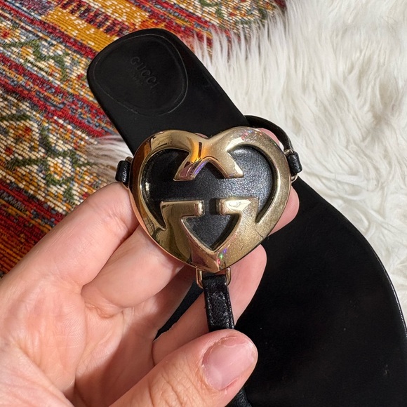 Vintage Gucci Leather Kitten Heels Heart Logo - Picture 7 of 9